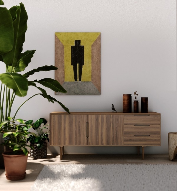 Organized room with plants and art work minimalist home
